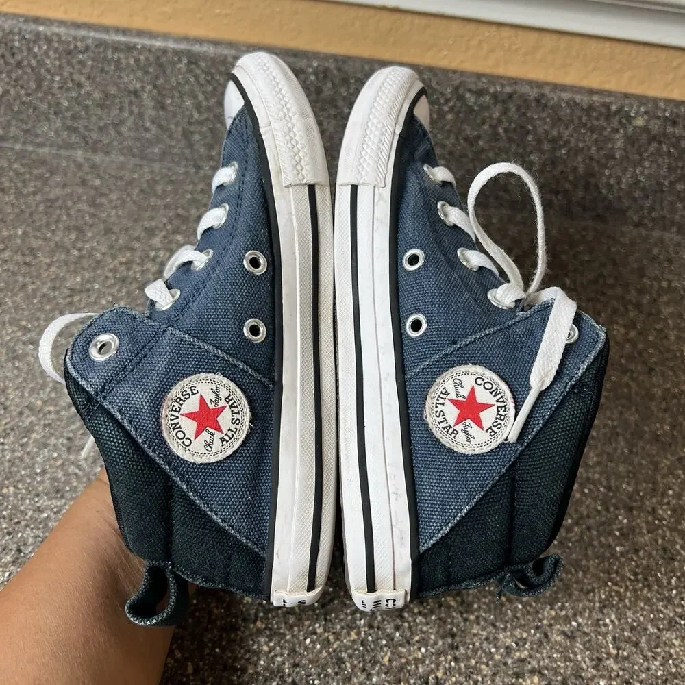 Converse All Star Kids Youth 2 Blue Canvas Mid Top Lace Up Padded Tongue Sneaker